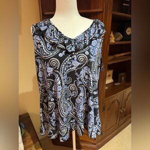 Olivia Paige Black & Blue Paisley Ruffle Neck Camisole